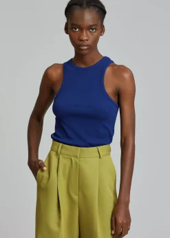 The Frankie Shop Corsy Ribbed Tank Navy Outlet