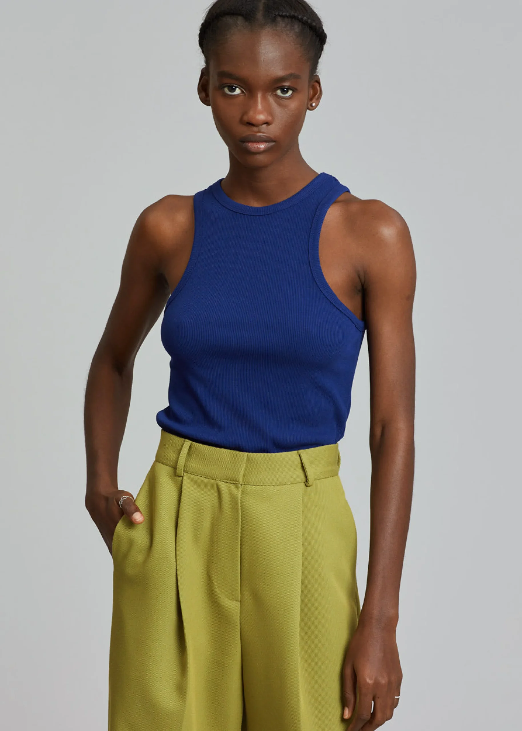 The Frankie Shop Corsy Ribbed Tank Navy Outlet