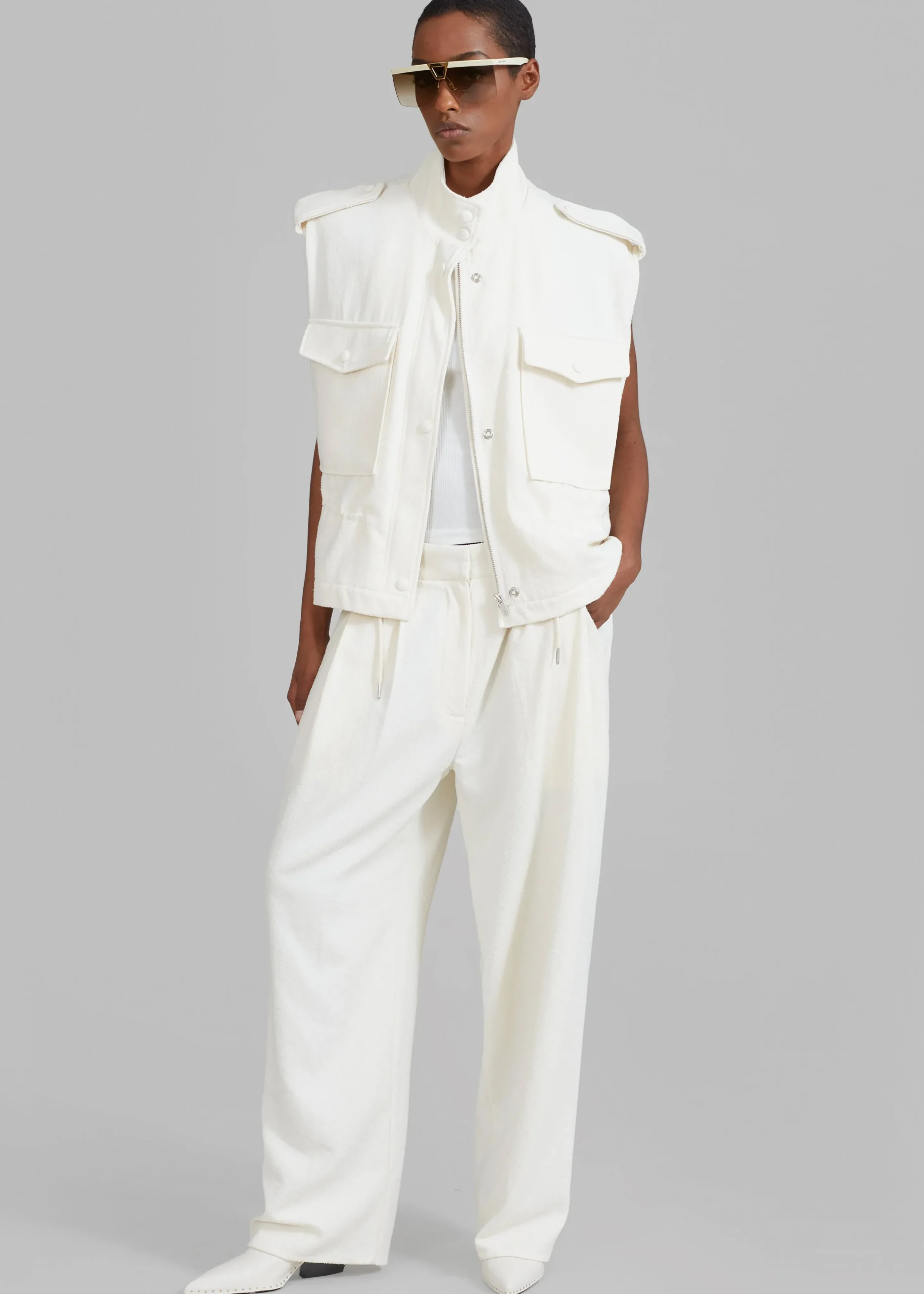 The Frankie Shop Dakota Pocket Vest Ivory Outlet