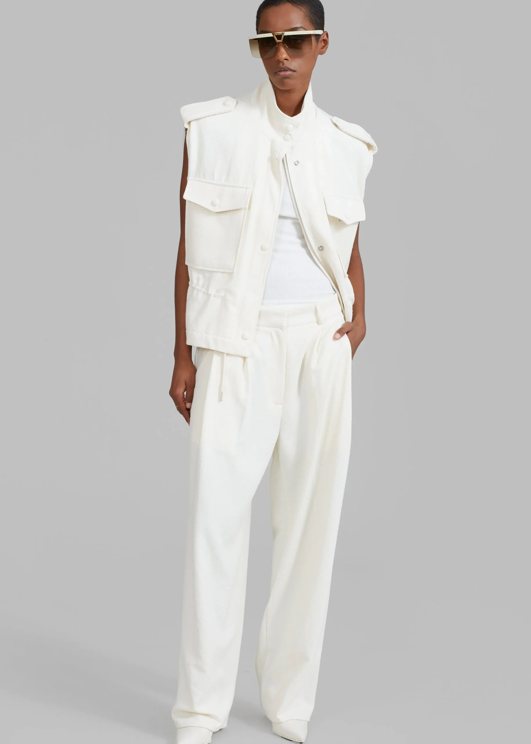 The Frankie Shop Dakota Pocket Vest Ivory Outlet