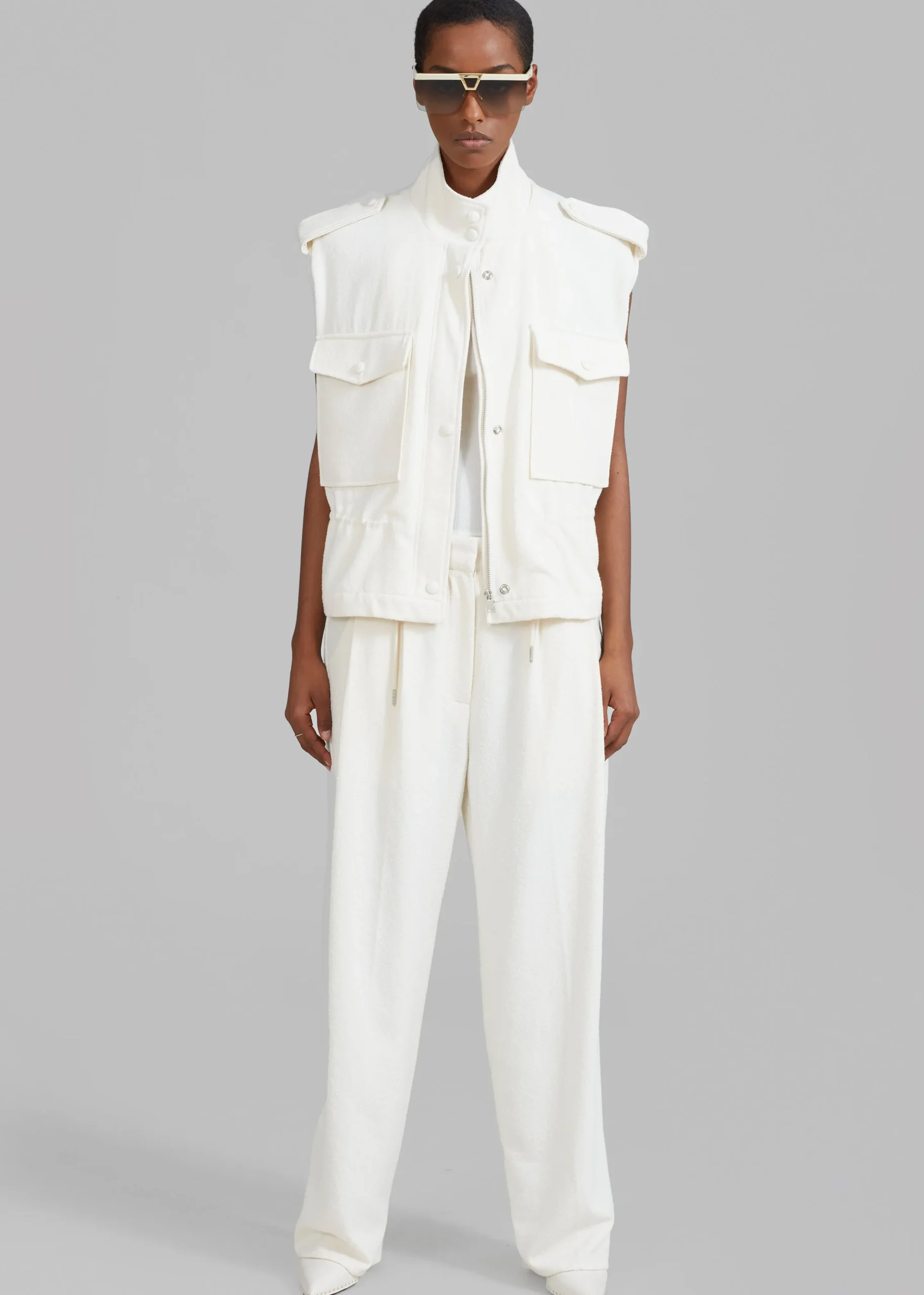 The Frankie Shop Dakota Pocket Vest Ivory Outlet