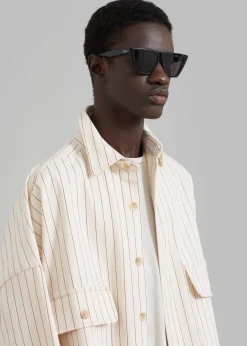 The Frankie Shop Dallas Denim Overshirt Burgundy Pinstripe Online