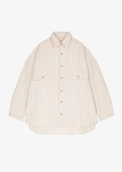 The Frankie Shop Dallas Denim Overshirt Burgundy Pinstripe Online