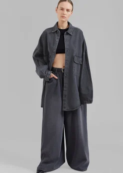 The Frankie Shop Dallas Denim Overshirt Dark Grey Outlet