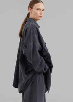 The Frankie Shop Dallas Denim Overshirt Dark Grey Outlet