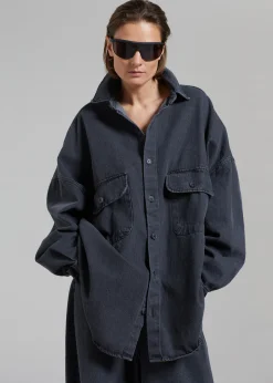 The Frankie Shop Dallas Denim Overshirt Dark Grey Outlet