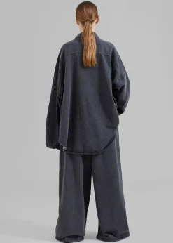 The Frankie Shop Dallas Denim Overshirt Dark Grey Outlet