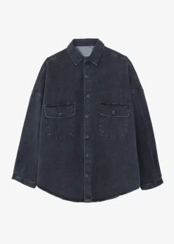 The Frankie Shop Dallas Denim Overshirt Dark Grey Outlet