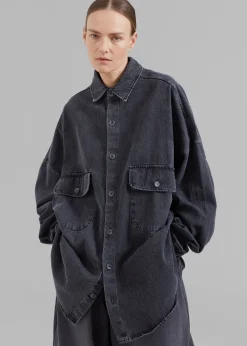 The Frankie Shop Dallas Denim Overshirt Dark Grey Outlet