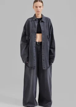 The Frankie Shop Dallas Denim Overshirt Dark Grey Outlet