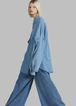 The Frankie Shop Dallas Denim Overshirt Worn Wash Hot