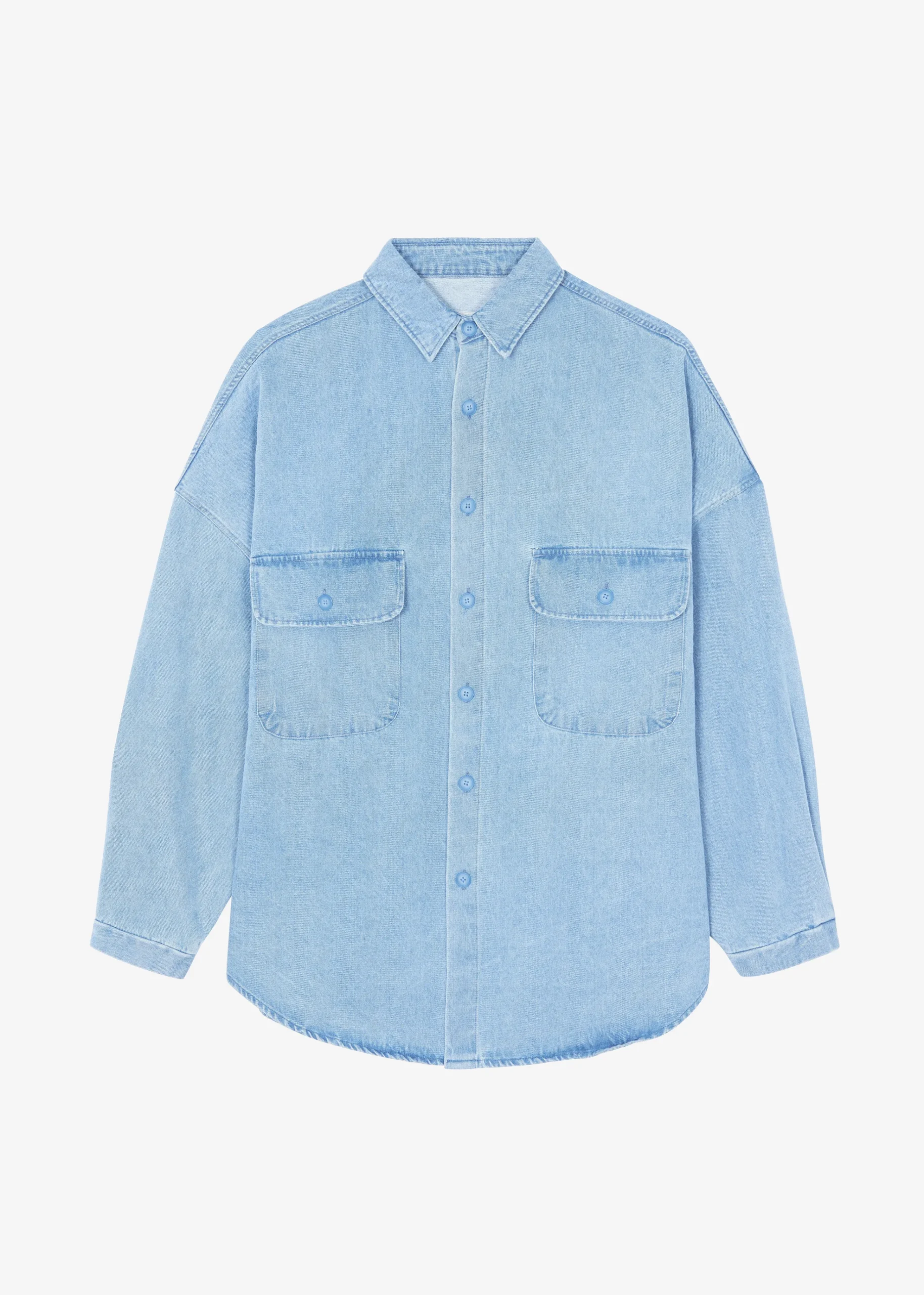 The Frankie Shop Dallas Denim Overshirt Worn Wash Hot