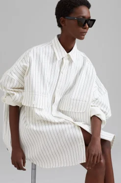 The Frankie Shop Dallas Denim Overshirt Blue Pinstripe Online