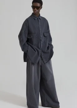 The Frankie Shop Dallas Men Denim Overshirt Dark Grey Best