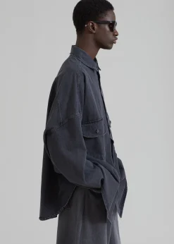 The Frankie Shop Dallas Men Denim Overshirt Dark Grey Best