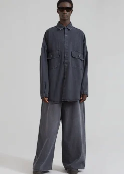 The Frankie Shop Dallas Men Denim Overshirt Dark Grey Best