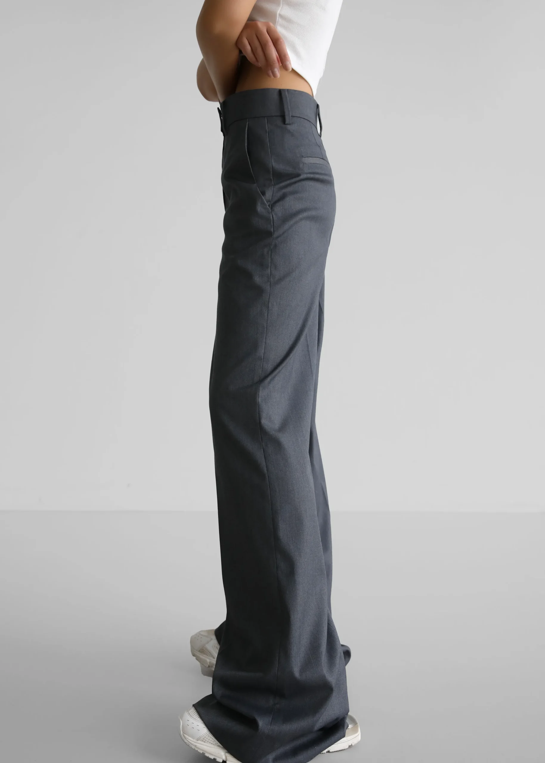 The Frankie Shop Daphne Wide Trousers Dark Grey