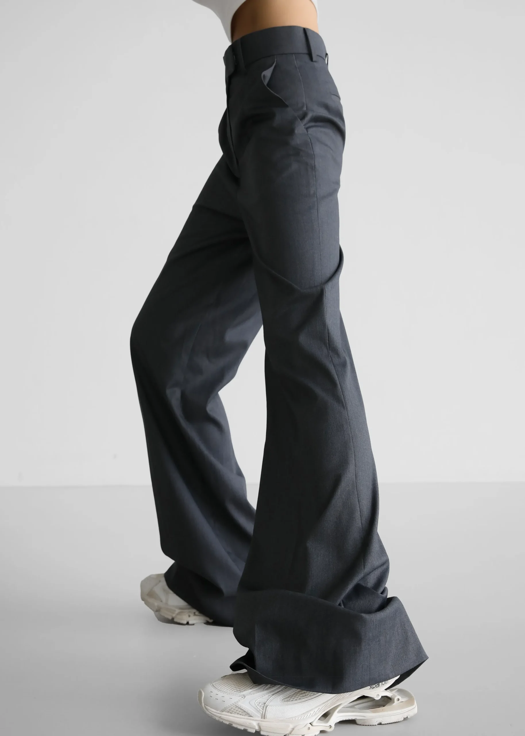 The Frankie Shop Daphne Wide Trousers Dark Grey