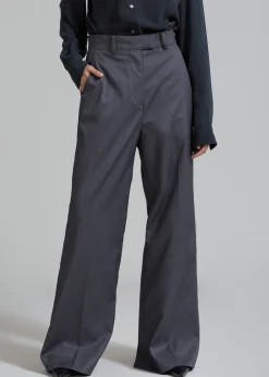 The Frankie Shop Daphne Wide Trousers Dark Grey