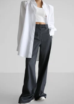 The Frankie Shop Daphne Wide Trousers Dark Grey