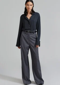 The Frankie Shop Daphne Wide Trousers Dark Grey