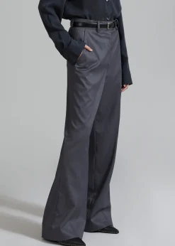 The Frankie Shop Daphne Wide Trousers Dark Grey