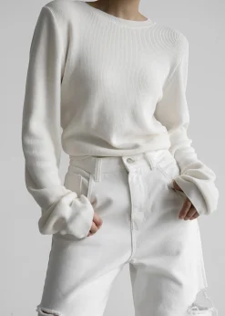 The Frankie Shop Darcey Twisted Knit Top Cream Outlet
