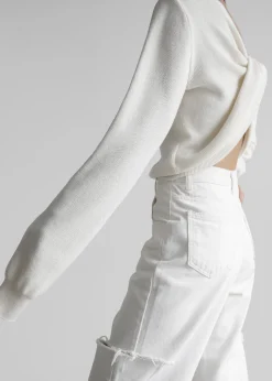 The Frankie Shop Darcey Twisted Knit Top Cream Outlet