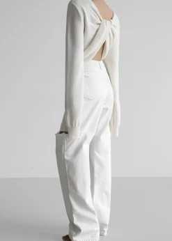The Frankie Shop Darcey Twisted Knit Top Cream Outlet