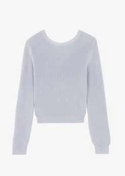 The Frankie Shop Darcey Twisted Knit Top Light Grey