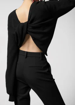 The Frankie Shop Darcey Twisted Knit Top Black Outlet