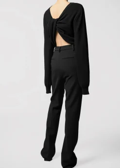 The Frankie Shop Darcey Twisted Knit Top Black Outlet