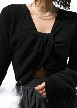 The Frankie Shop Darcey Twisted Knit Top Black Outlet