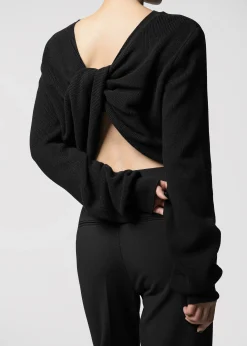 The Frankie Shop Darcey Twisted Knit Top Black Outlet