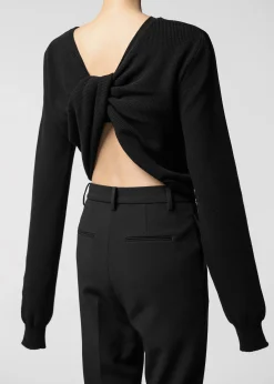 The Frankie Shop Darcey Twisted Knit Top Black Outlet