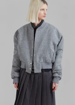The Frankie Shop Debbie Wool Bomber Grey Melange Clearance