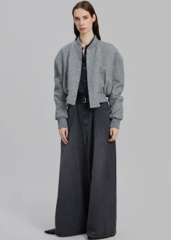 The Frankie Shop Debbie Wool Bomber Grey Melange Clearance