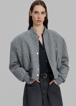 The Frankie Shop Debbie Wool Bomber Grey Melange Clearance
