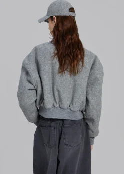The Frankie Shop Debbie Wool Bomber Grey Melange Clearance