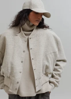 The Frankie Shop Debbie Wool Bomber Taupe Melange Discount