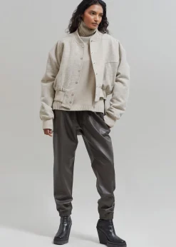 The Frankie Shop Debbie Wool Bomber Taupe Melange Discount