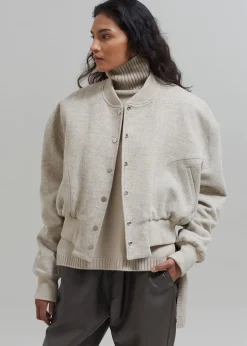 The Frankie Shop Debbie Wool Bomber Taupe Melange Discount