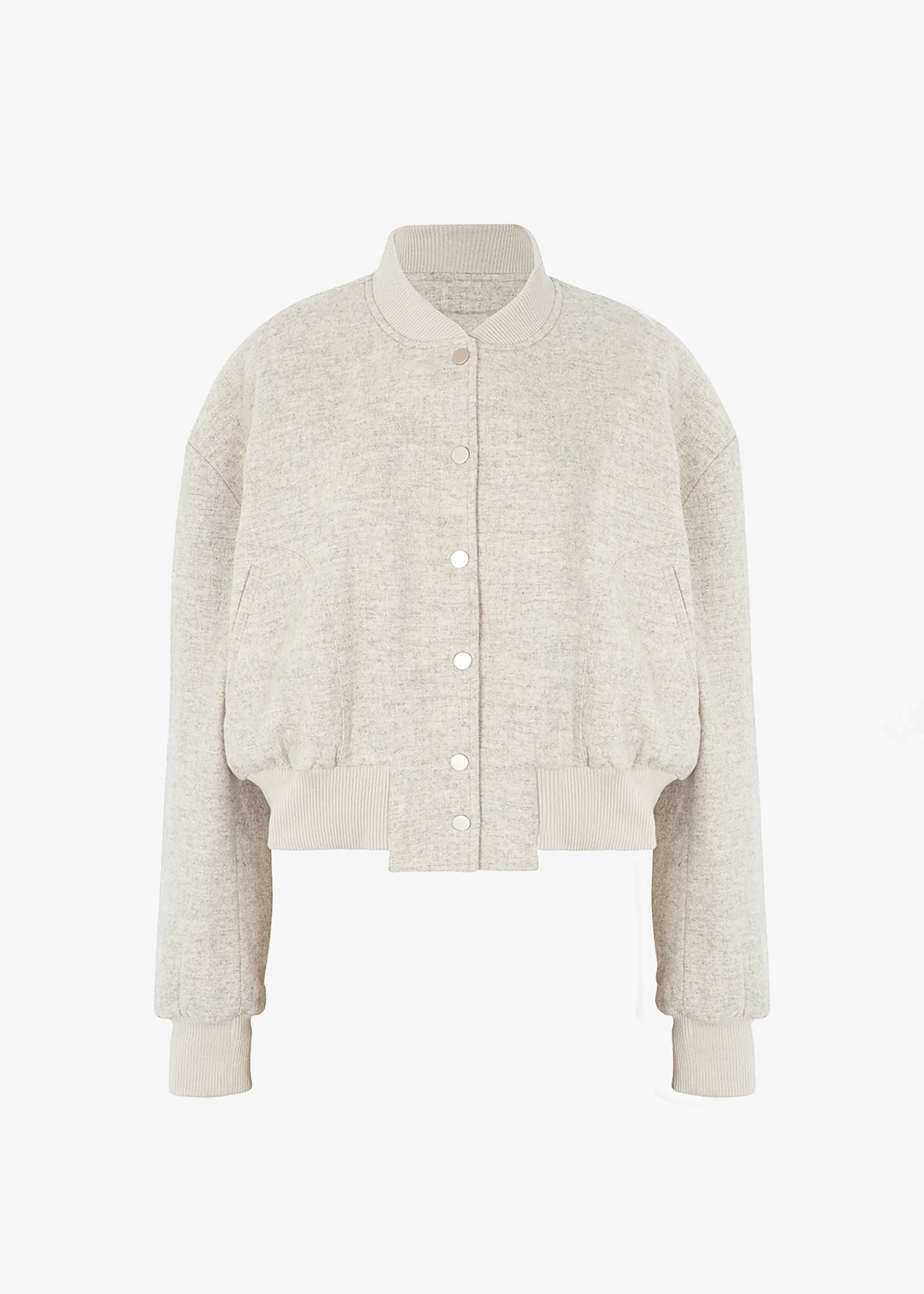 The Frankie Shop Debbie Wool Bomber Taupe Melange Discount