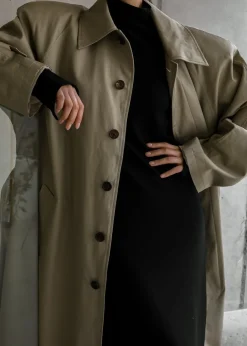 The Frankie Shop Decima Trench Coat Slate Green Online
