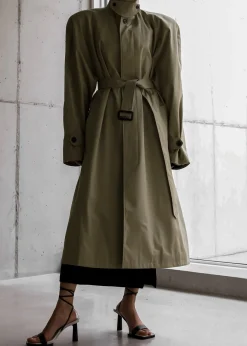 The Frankie Shop Decima Trench Coat Slate Green Online