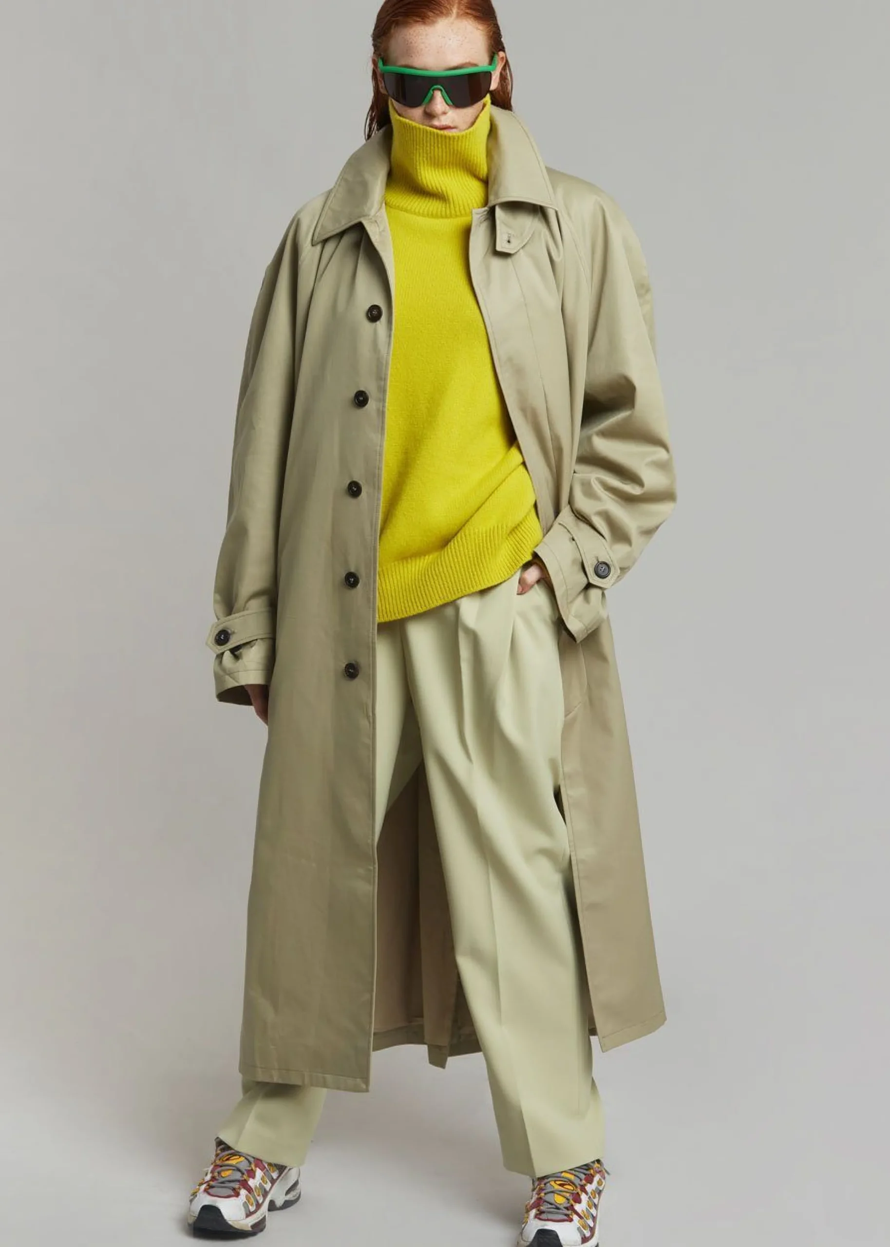 The Frankie Shop Decima Trench Coat Slate Green Online