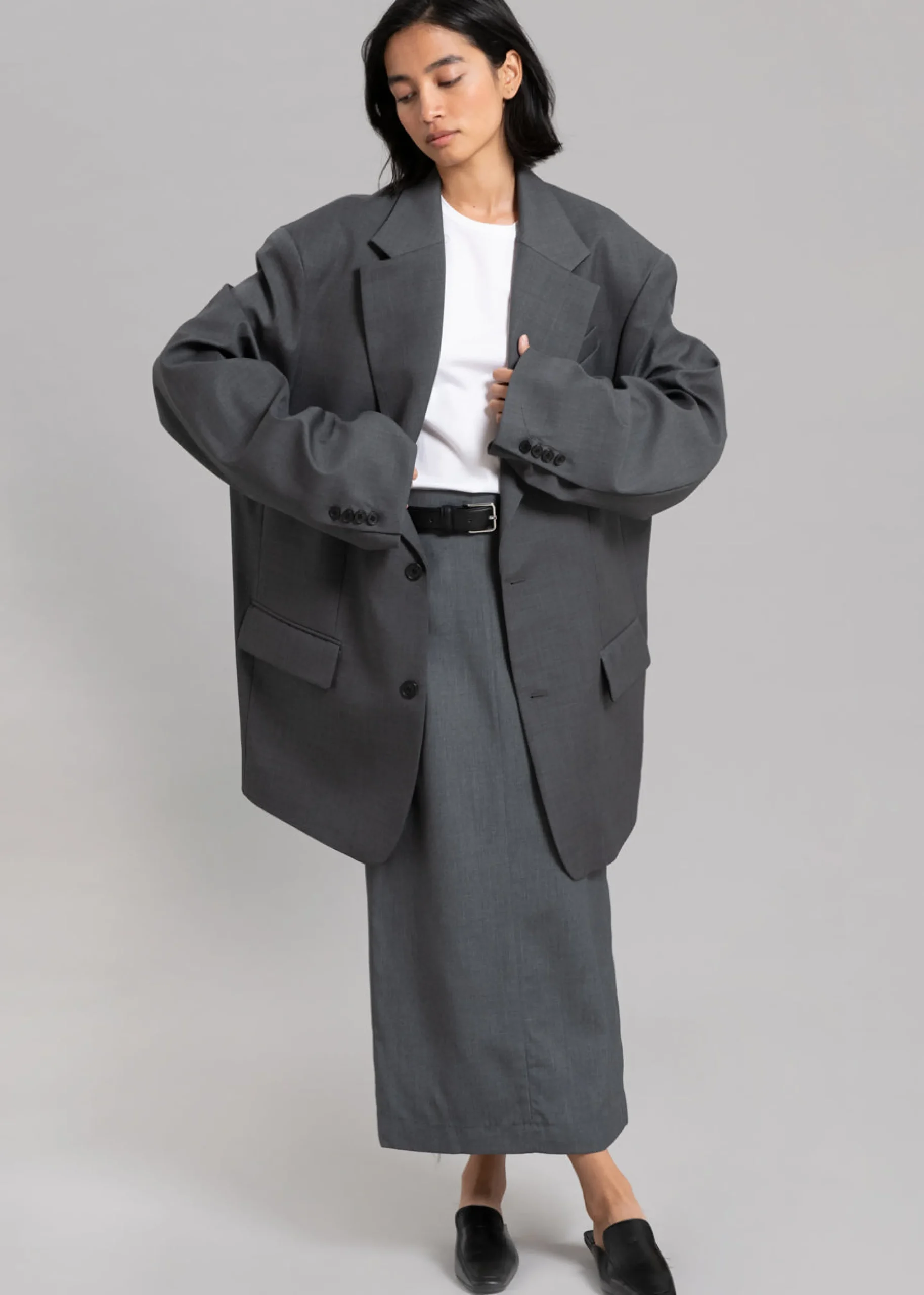 The Frankie Shop Dee Maxi Oversized Blazer Charcoal Best