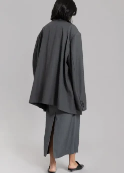 The Frankie Shop Dee Maxi Oversized Blazer Charcoal Best