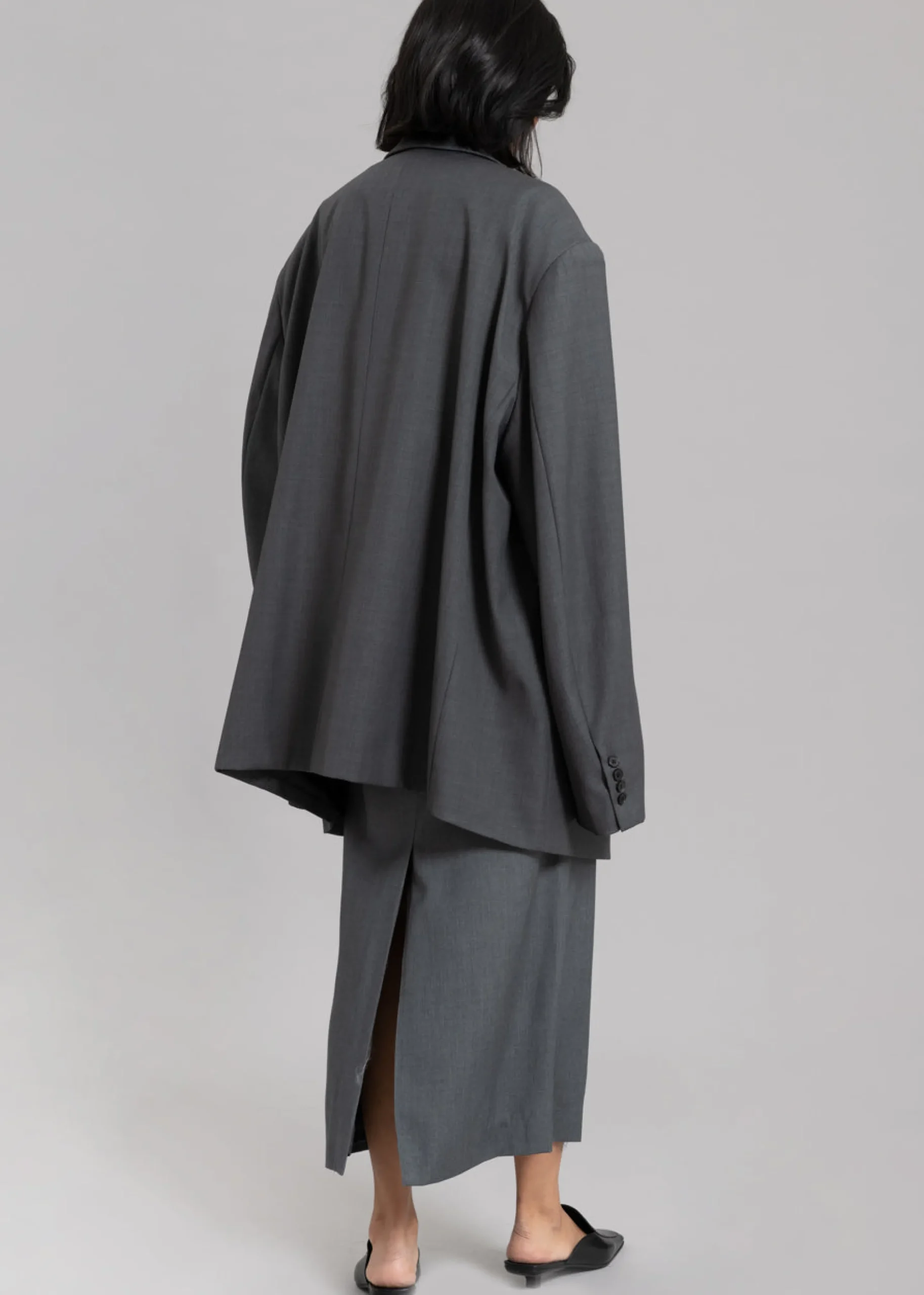 The Frankie Shop Dee Maxi Oversized Blazer Charcoal Best