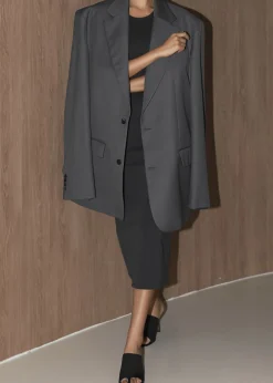 The Frankie Shop Dee Maxi Oversized Blazer Charcoal Best